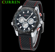 Luxury Brand Watches Curren 8146 Rubber Band Calendar Decoration Black/White Quartz Men Watch