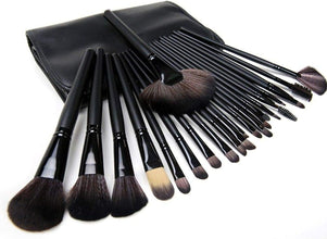 24Pcs Professional Make Up Brushes Set With Synthetic Leather Case - Black