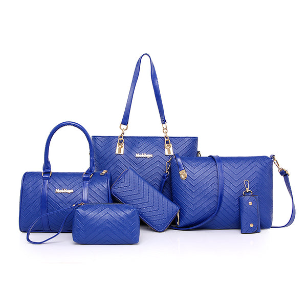 Women Handbags Set 6 Pcs PU Leather Top Handle Purse Shoulder Crossbody Bag Sets Lady Handbag 6 Pcs/set Composite Set Women Shoulder Crossbody Bag Female Purse Clutch Wallet
