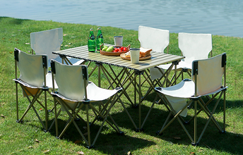 Outdoor portable folding table and chair set picnic camping
