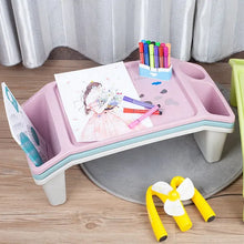 furniture kids study table children desk for school home Portable Desk Breakfast Tray Laptop Desk Side Storage Pockets with 3 Compartments for Toys Colouring Books Tablets