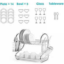 Kitchen Stainless Steel Dish Cup Drying Rack Holder 2-Tier Dish Rack Sink Drainer (Silver)